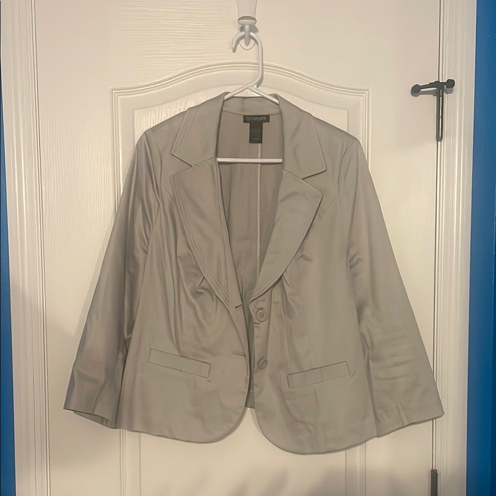 Lane Bryant Elegant Gray Women's 3/4 Sleeve Blazer